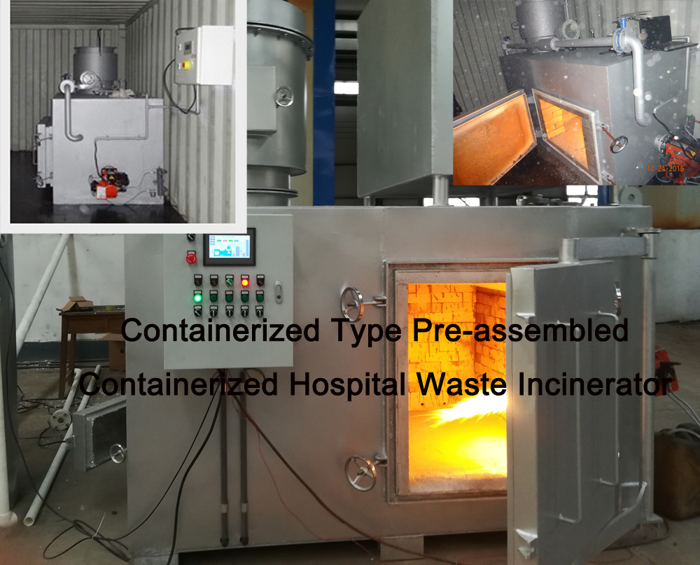 Containerized Type Pre-Assembled Mobile Hospital Waste Incinerator Model CA100
