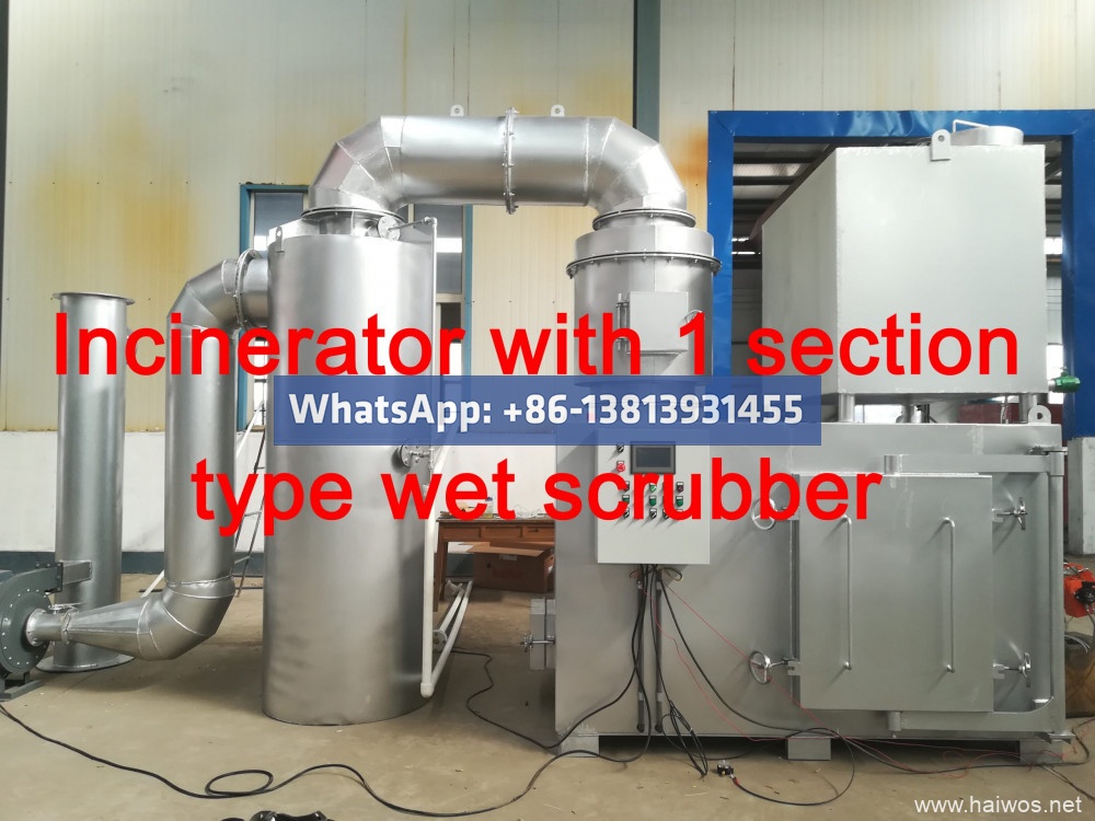 Incinerator with 1 or 3 area kind damp scrubber