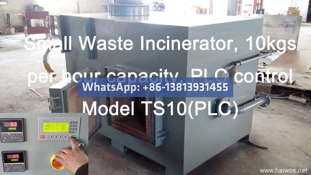 Little Waste Incinerator, 10kgs per hour capacity, PLC control Model TS10(PLC)