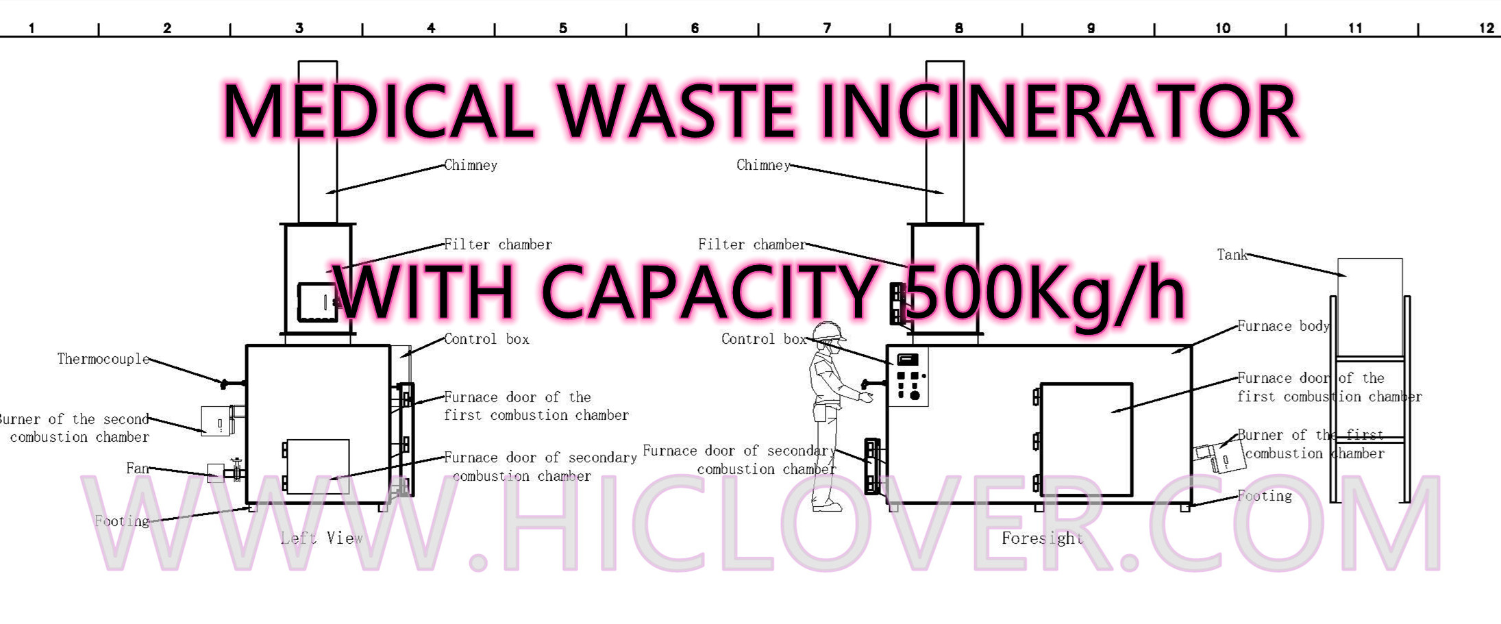 MEDICAL WASTE INCINERATOR WITH CAPACITY 500Kg/h